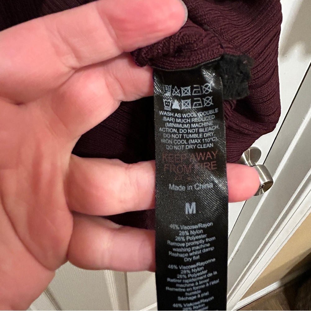 Karen Millen Military Trim Rib Knitted Midi Sweater Dress Medium Wine Colored - Picture 6 of 7